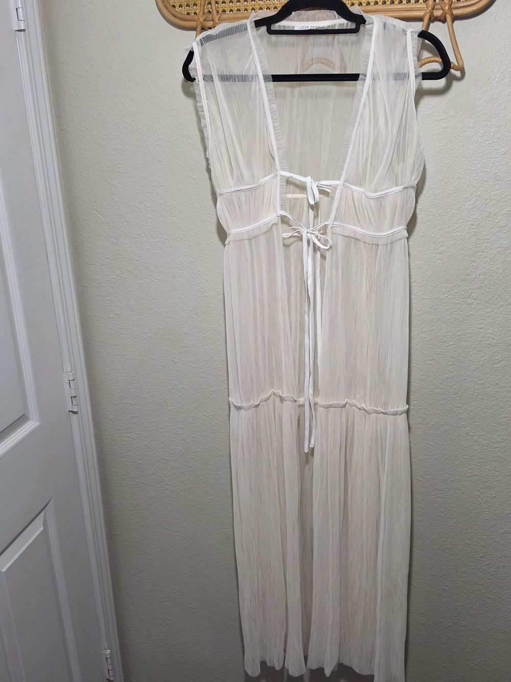 12th Tribe Ivory Sheer Pleated Cover-Up